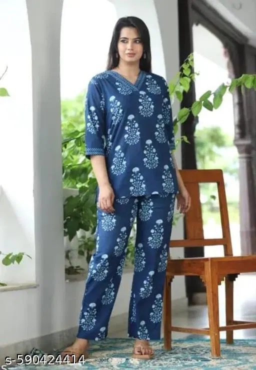 Kurta Set for Women (Blue, XXXL)