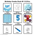 Spider Man Theme 5th Happy Birthday Decoration Items For Girls, Multicolor, Pack of 112