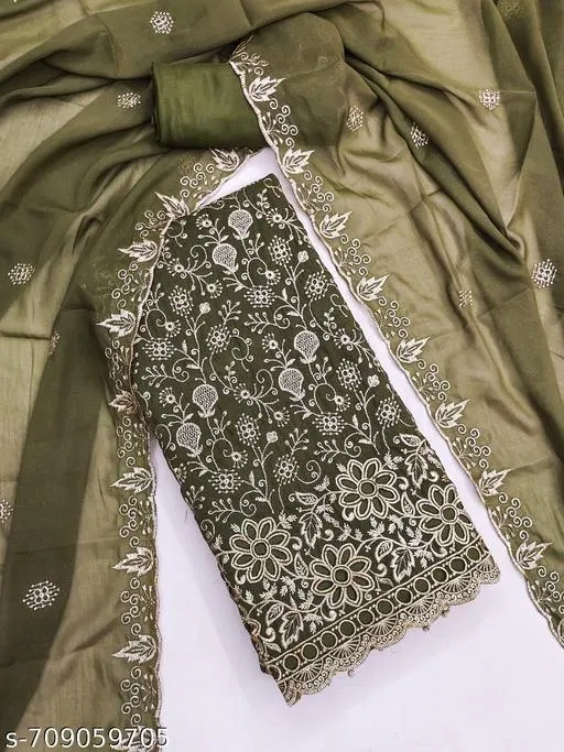 Embroidered Floral Georgette Punjabi/All Over Suits Semi-Stitched Suits (Multicolor, 6.45 meter for Women (XL)