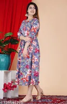 Rayon Printed Anarkali Kurti for Women 