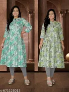Floral Printed Cotton Kurti for Women, Pack of 2 