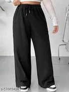 Cotton Blend Solid Trousers for Men, Black 