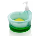Plastic Liquid Soap Dispenser Container with Scrubber for Kitchen 