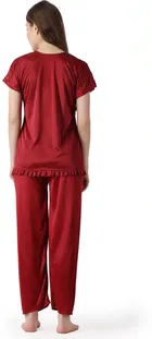 Satin Solid Night Suit for Women 