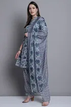 Cotton Blend Printed Salwar Suit for Women 