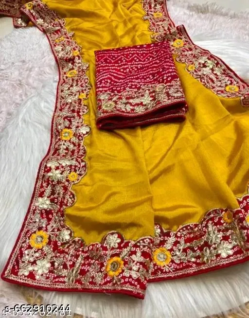 Sana Silk Embellished Saree For Women, Yellow