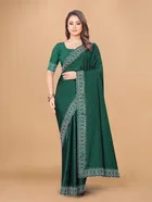 Crepe Embellished Saree with Blouse Piece for Women 
