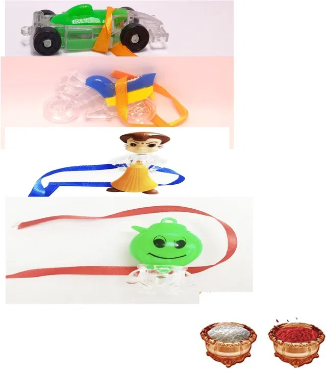 Plastic Rakhi for Kids (Multicolor, Pack of 4)