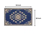 Furnishing Hut Floral Self Design Cotton 4 Seater Center Blue Table Cover 36x54in