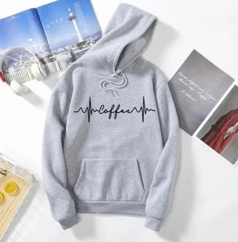 Lifeline Printed Fleece Hoodie for Men (Grey, XXL)