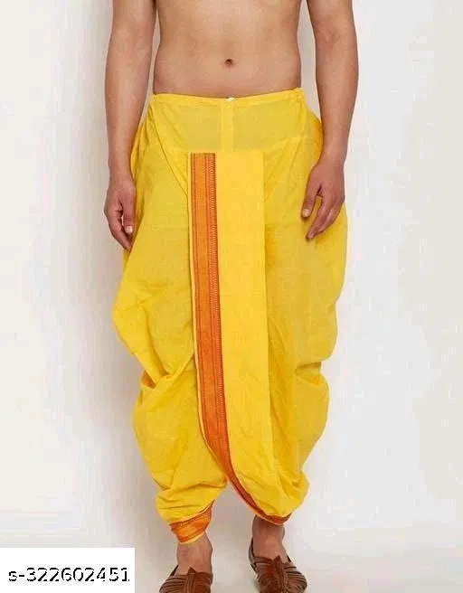 Dhoti for Men (Yellow, Free Size)