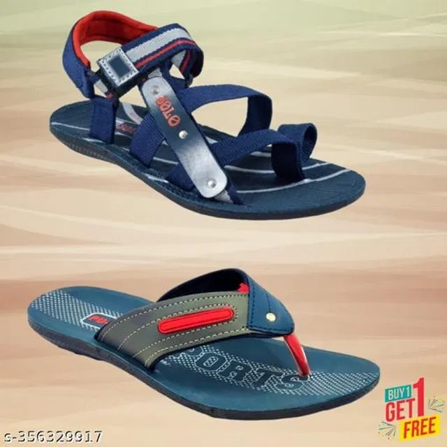 Sandal with Flipflop for Men (Multicolor, 8) (Pack of 2)