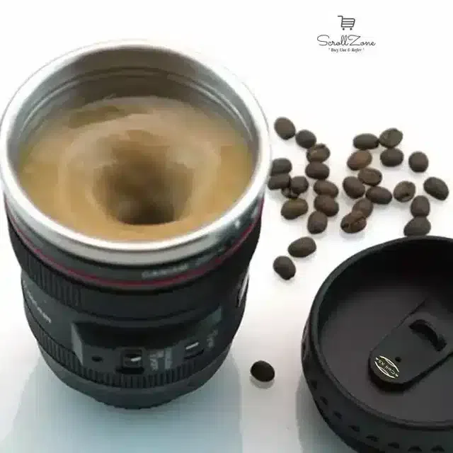 के कुडोस प्लास्टिक कैमरा लेंस शेप्ड कॉफ़ी मग विद लिड