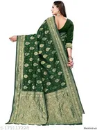 Silk Woven Design Saree for Women, Bottle Green 