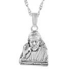 Silver Plated Sai Baba Pendant with Chain for Men & Women 