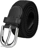 Nylon Solid Belt for Men, Brown & Black, Pack of 2