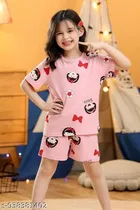 Cotton Blend Night Suit for Girls 