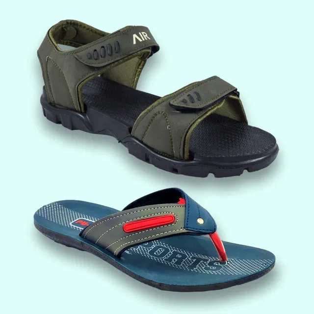 Slipper with Sandals for Men (Multicolor, 6) (Pack of 2)