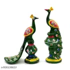 Paper Mache Peacock Showpiece, Set of 2 