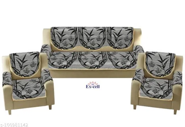 Polycotton 5 Seater Sofa Covers (Black, Set of 1)