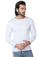 Cotton Blend Round Neck T-shirt for Men, White 
