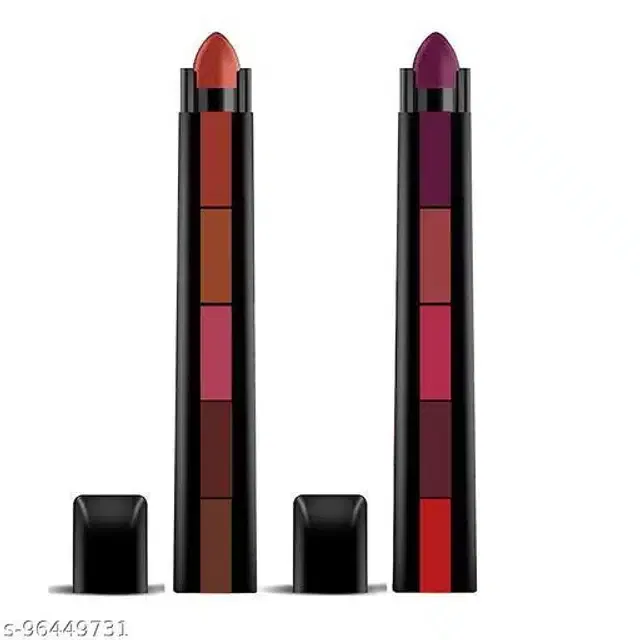 Ronzille 5-in-1 Matte Lipsticks (Multicolor, Pack of 2)