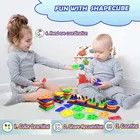 Wooden Shape Sorting & Stacking Board for Kids