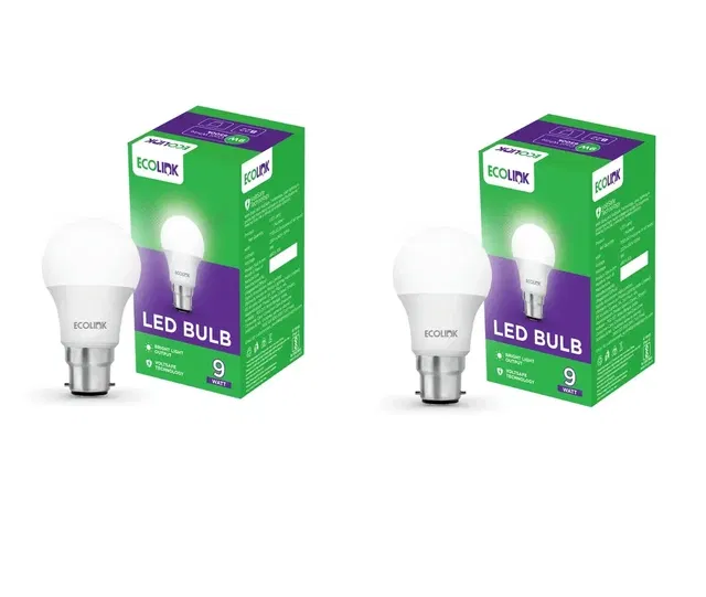 EcoLink 9 W Basic Round B22 LED Bulb  (White, Pack of 2)