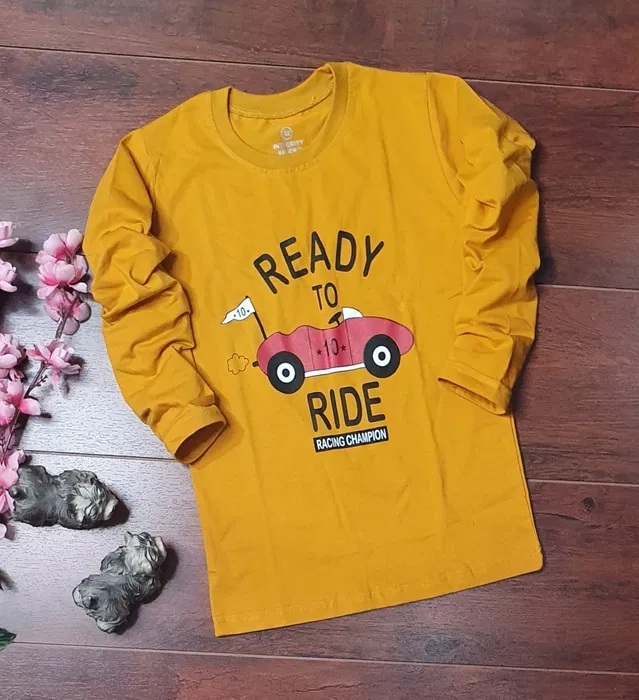 Full Sleeve Round Neck T-Shirt for Boys (Mustard, 5-6 Years)