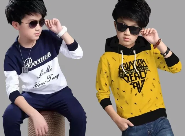 Cotton Blend Printed T-Shirts for Boys (Multicolor, 8-9 Years) (Pack of 2)