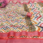 Linen Printed Saree for Women, Multicolor 