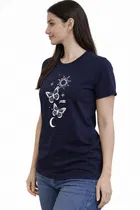 Cotton Blend Printed T-shirt for Men, Navy Blue 