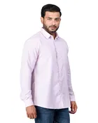 Poly Cotton Full Sleeves Striped Shirt for Men, Pink 