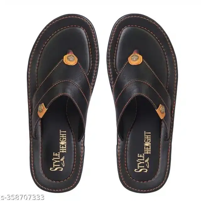 Flip Flops for Men (Black, 6)