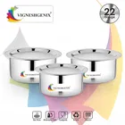 Stainless Steel Handi with Lid (Silver, Set of 3)