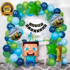 Mine Craft Theme 1st Birthday Balloon Decoration Kit For Kids, Multicolor, Pack Of 72