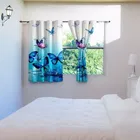 Blue Butterflies Designed Digital Printed Window Curtain 5ft Combo 