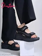 Shoetopia Black Wedge Sandals Size IND-8