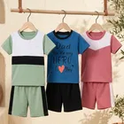 Solid Cotton Blend Top & Bottom Set for Boys 