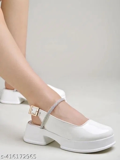 Shoetopia White Heel Sandals IND-3