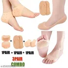 Silicone Gel Heel Socks Combo (Beige, Set of 3)