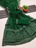 Georgette Dyed/ Washed Saree for Women, Bottle Green 
