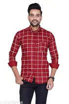 Cotton Blend Checkred Shirt for Men, Maroon 