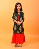 Rayon Printed Kurti with Sharara Set for Girls 