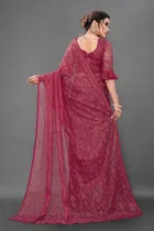 Net Solid Saree for Women 