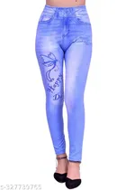 Polyester Dyed Jeggings for Women (Sky Blue, Free Size)