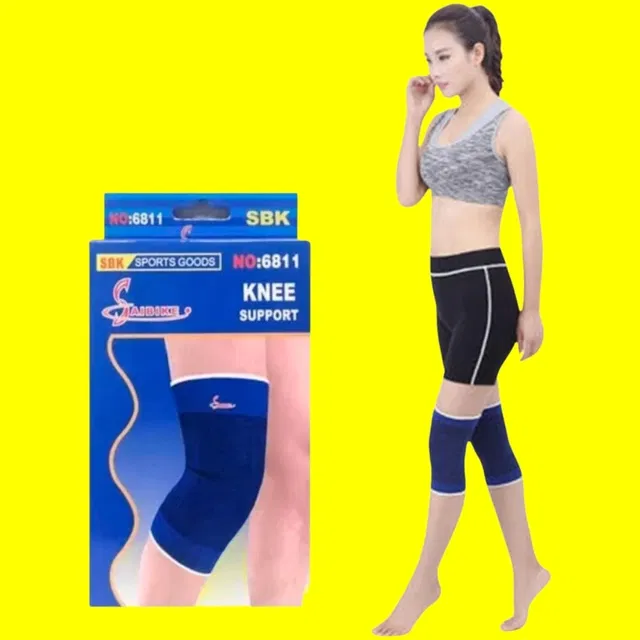 Polyester Solid Knee Sleeves for Women (Blue, Set of 1)