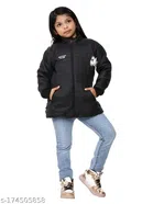 Polyester Jacket for Girls (Black, 12-18 Months)