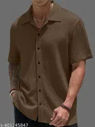 Half Sleeves Shirt for Men (Rust, S)