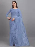 Net Solid Saree for Women 